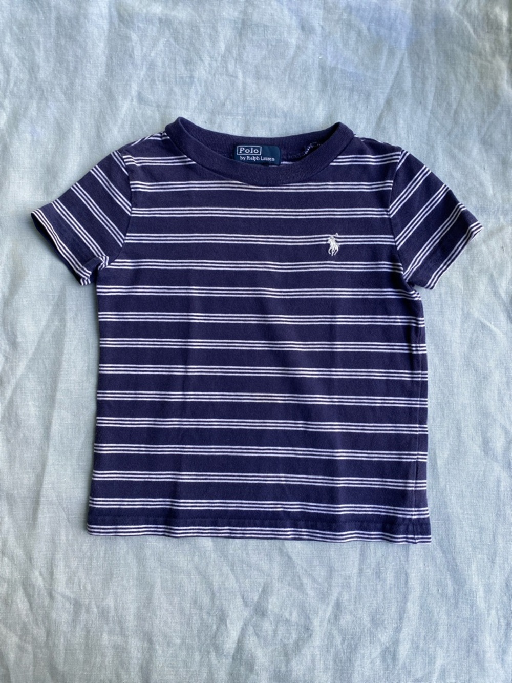 Polo Ralph Lauren navy blue & white striped cotton short sleeve t-shirt